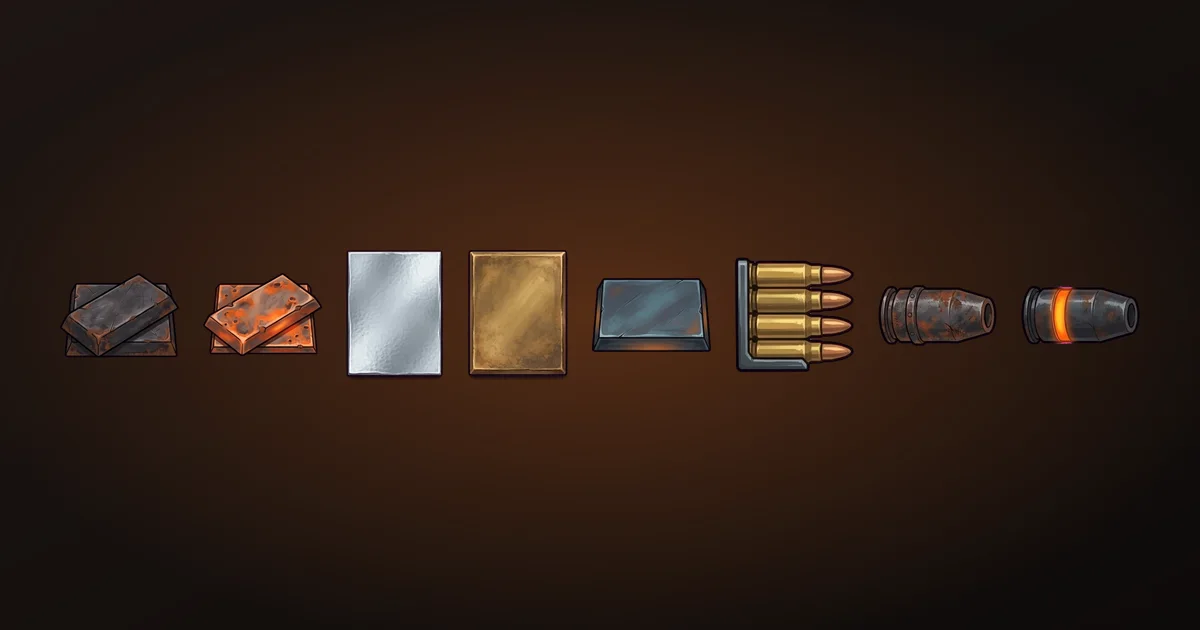 Plates and ammunition sprites from Cinder Automata